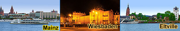 Rheinschifffahrt Mainz, Wiesbaden, Eltville, Erbach, Hattenheim, Ingelheim-Freiweinheim, Heidesheim-Heidenfahrt, Oestrich-Winkel, Geisenheim, Rheinhessen